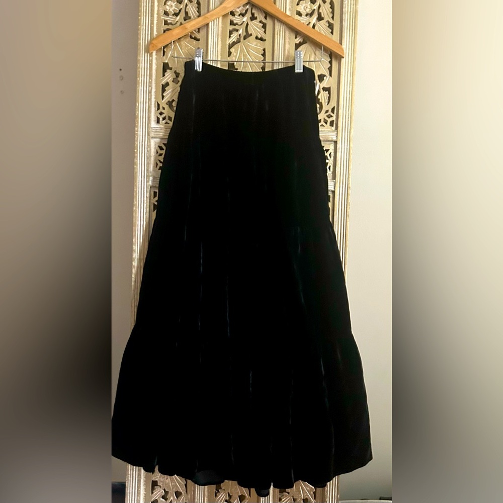 🍂 Pimienta Velvet Long Skirt Made in USA BOHO HIGH WAIST MAXI SKIRT Ivory Coast